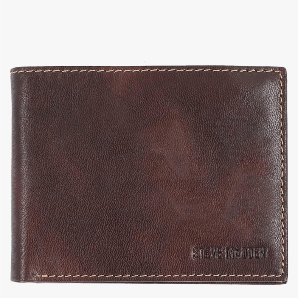 Steve Madden Men's Leather Wallet with RFID Technology, NIB